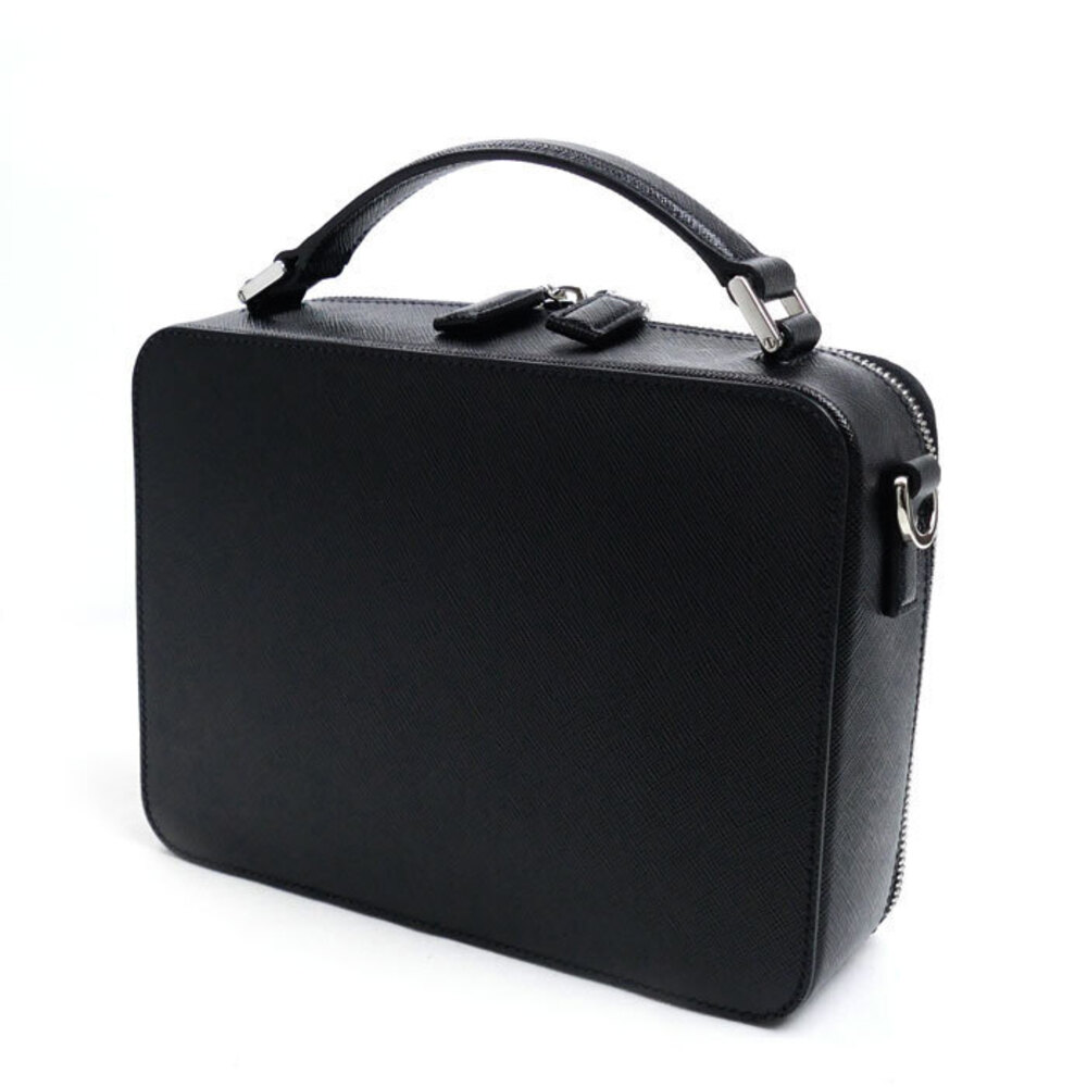 Prada Leather Saffiano Handbag Black Bag Brick